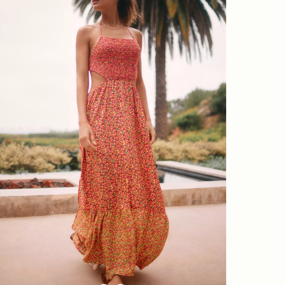 Maaji Miniflore Vera Backless Maxi Dress - M
